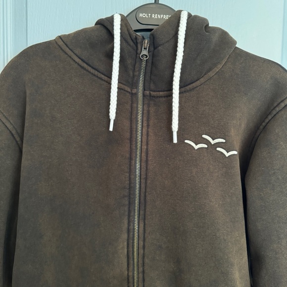 Lazypants Zip Up Hoodie Size M Dark Brown Acid Wash Y2K Skater Comfy Cozy Soft - Picture 3 of 11